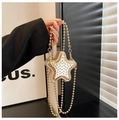Mini borsa da sera dorata a stella con strass scintillanti e tracolla a catena - Stile Stella con Borchie (Oro)