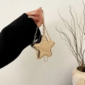 Mini sac de soirée doré en forme d'étoile avec strass étincelants et chaîne métal - Style Étoile Entièrement en Strass (Or)