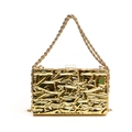 Elegante goldene Acryl-Clutch mit Eisriss-Struktur und stilvollem Metallkettenriemen - Stil 1 Gold