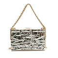 Silberne Acryl-Abendtasche mit Eiskristall-Textur und goldener Kette für Damen - Stil 1 Silber