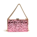 Leuchtend pinke Acryl-Abendtasche mit metallischer Eiscrack-Textur und goldener Kette - Stil 1 Rosa