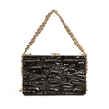 Pochette rigida in acrilico nero con effetto ghiaccio e tracolla a catena dorata - Stile 1 Nero