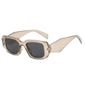 Retro square frame sunglasses in translucent amber jelly color with dark grey lenses - C8 Muddy Tea Grey Lens