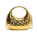 Borsa a scatola in acrilico dorato con motivo a rombi e catena metallica elegante - Oro