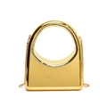 Glanzende gouden avondtas met rond handvat en afneembare kettingriem voor dames mode - Met ketting / Goud