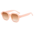 Gafas de sol geométricas rosas de moda con lentes degradadas y remaches plateados - Rosa Gelatina Degradado Marrón