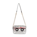Creative white cassette tape-shaped shoulder bag with elegant gold chain strap - White