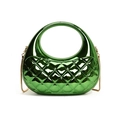 Emerald green acrylic box bag with diamond lattice pattern and golden chain strap - Green