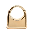 Stijlvolle gouden harde boxtas met rond handvat en slangenketting schouderband - Met ketting / Champagne