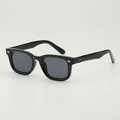 Classic black square frame sunglasses with metal rivet accents and dark tinted lenses - Black Frame/Gray Lens