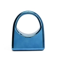 Metallic electroplated deep blue arc handbag with round hollow handle for women - Blue