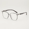 Montatura occhiali quadrata TR90 grigio trasparente con stanghette effetto marmo - Montatura Grigia Trasparente Stanghette Venatura del Legno