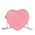 Borsa a tracolla rosa a forma di cuore per bambini con catena in metallo argento - Rosa