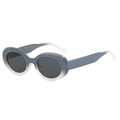 Vintage-Ovale Katzenaugen-Sonnenbrille mit grauem Farbverlauf und UV-Schutz-Gläsern - Grau-Weiß-Verlauf