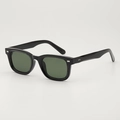 Classic retro sunglasses in black frame with dark green lenses and silver rivet accents - C6 Black Frame G15 Lens