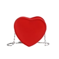 Mini borsa a tracolla rossa a forma di cuore per bambini in ecopelle con catena argento - Rosso