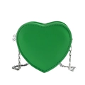 Borsa a tracolla per bambini a forma di cuore in pelle PU verde con catena argento - Verde