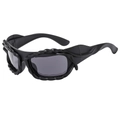 Fashionable black oversized sunglasses with unique twisted spiral frame design - Sand Black Frame Grey Lens