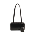 Sac à bandoulière noir brillant de forme rectangulaire avec petit porte-monnaie zippé - Noir