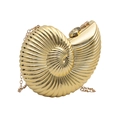 Gouden avondtas in de vorm van een schelp met spiraaltextuur en een fijne kettingriem - Goud