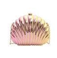 Pink and gold gradient shell evening clutch bag with metallic finish and gold chain - Iridescent Pink