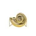 Glossy gold nautilus shell evening clutch bag with delicate metal chain strap - Without Lining / Gold