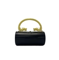 Détail du sac de soirée cylindrique noir avec des poignées dorées en forme de dragon - Noir