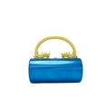 Détail d'une pochette cylindrique bleu électrique avec poignée en forme de dragon doré - Bleu