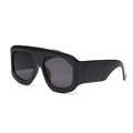 Occhiali da sole aviator oversize neri con montatura larga lucida per uomo e donna trendy - Montatura Nera Lenti Grigie
