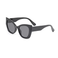 Classic black cat-eye sunglasses with dark grey lenses and a glossy resin frame - One Size / Black Frame Grey Lens