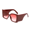 Chic oversized wine red square sunglasses with gradient lenses and thick fashion frames - B16 Y-1 / Red Frame Gradient Red Lens
