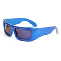 Occhiali da sole blu futuristici con montatura spessa in stile retrò Y2K - Taglia unica / Montatura Blu Specchio Blu