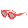Occhiali da sole alla moda a forma di labbra rosse con lenti grigio scuro per party - Montatura Rossa Lenti Grigie