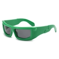 Occhiali da sole alla moda con montatura spessa verde erba e lenti grigio scuro - Taglia unica / Montatura Verde Lenti Grigie