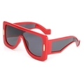 Lunettes de soleil cyberpunk rouges avec verres gris foncé et détails dorés - UV400 / Monture Rouge Verres Gris