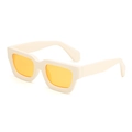 Lunettes de soleil rectangulaires rétro monture crème et verres jaunes pour femmes - Monture Crème Verres Jaunes