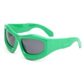 Oversized thick frame green avant-garde sunglasses with grey UV protection lenses - Green Frame Grey Lens