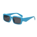 Retro blauwe rechthoekige zonnebril met donkergrijze glazen en breed montuur voor hiphop - D15 Z-3 / Blauw Frame Grijze Lenzen