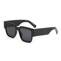 Chic oversized square black sunglasses with thick frames and dark gray UV400 lenses - D15 Z-3 / Black Frame Grey Lens