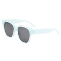 Lunettes de soleil carrées vert menthe tendance avec verres gris foncé en vue latérale - Monture Bleue Transparente Verres Gris
