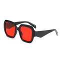 Retro square oversized sunglasses with thick black frame and bold red lenses - One Size / Black Frame Red Lens