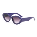 Purple cat eye sunglasses with silver star studs and gradient lenses in a stylish design - Purple Frame Gray Lens