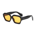 Lunettes de soleil rétro hip-hop avec monture noire polygonale et verres jaunes de style - Monture Noire Verres Jaunes