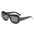 Fashion chunky black sunglasses with thick streamlined frames and dark grey lenses - C1 Black Frame Grey Lens