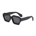 Lunettes de soleil rétro hip-hop avec monture géométrique noire épaisse et finition mate - Monture noir sable verres gris