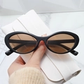 Occhiali da sole retrò cat-eye con lenti marroni e custodia in pelle bianca inclusa - Montatura Nera Lenti Tè