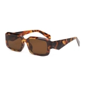 Retro rechthoekige zonnebril met donker schildpadmontuur en bruine glazen in hiphop-stijl - D15 Z-3 / Schildpad Frame