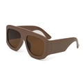 Occhiali da sole oversize flat top in marrone scuro con lenti sfumate alla moda - Montatura Caffè Lenti Tè