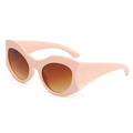 Retro oversized cat-eye sunglasses with light pink frames and gradient brown lenses - D15  Z-2 / Lotus Pink Frame Gradient Tea Lens