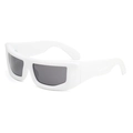 Fashionable white thick frame rectangular sunglasses with dark grey lenses for men and women - One Size / White Frame Gray Lens